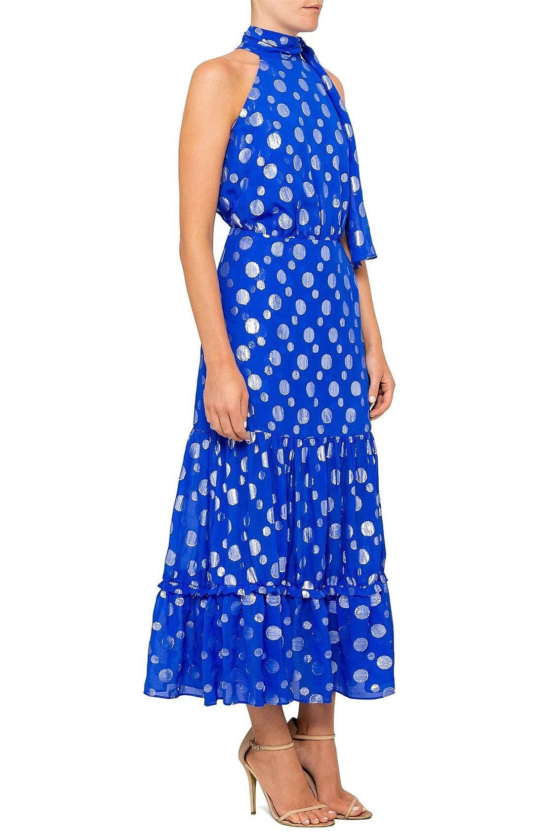 Eleanor Halter Metallic Midi Dress Flowering Girl
