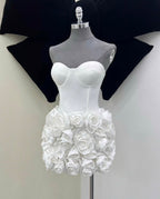 Lily Flower Mini Dress In White Flowering Girl