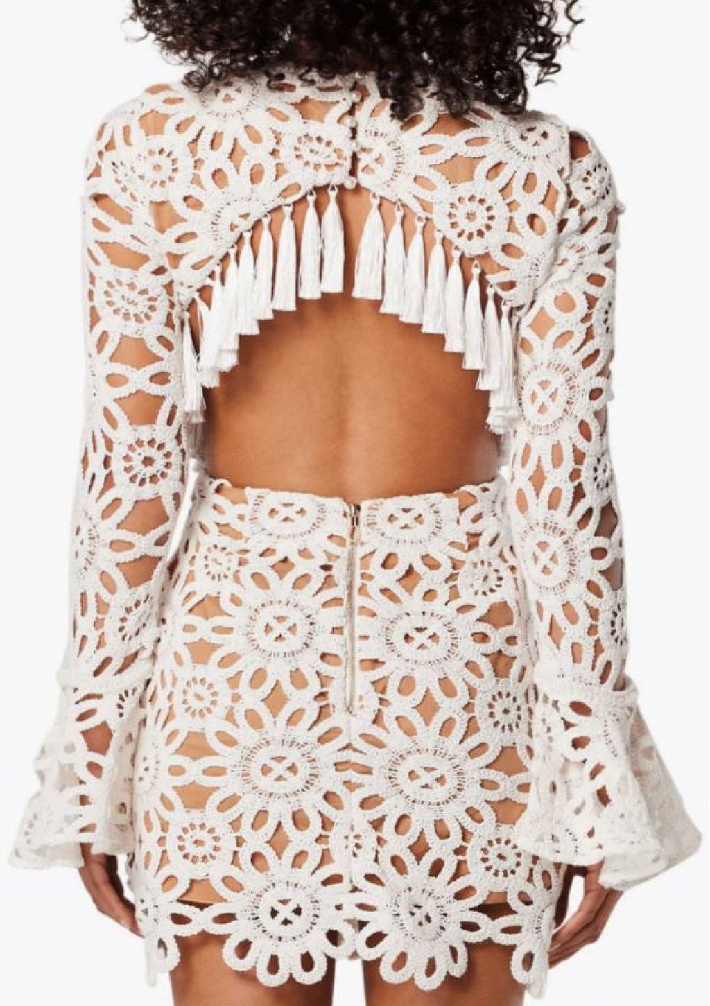 Embroidered Hollow Mini Dress In White Flowering Girl