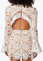 Embroidered Hollow Mini Dress In White Flowering Girl