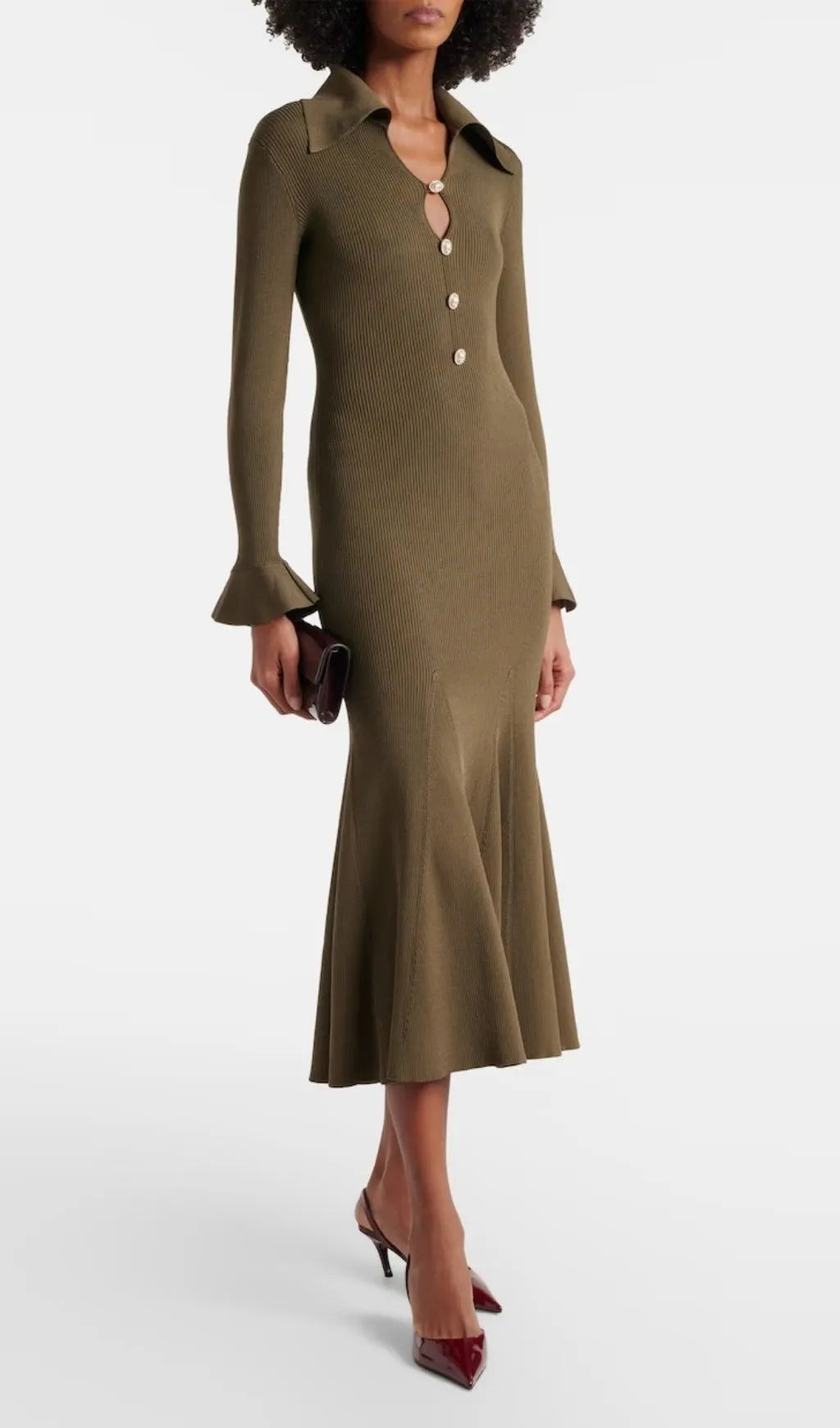 Ribbed-knit Midi Dress Flowering Girl