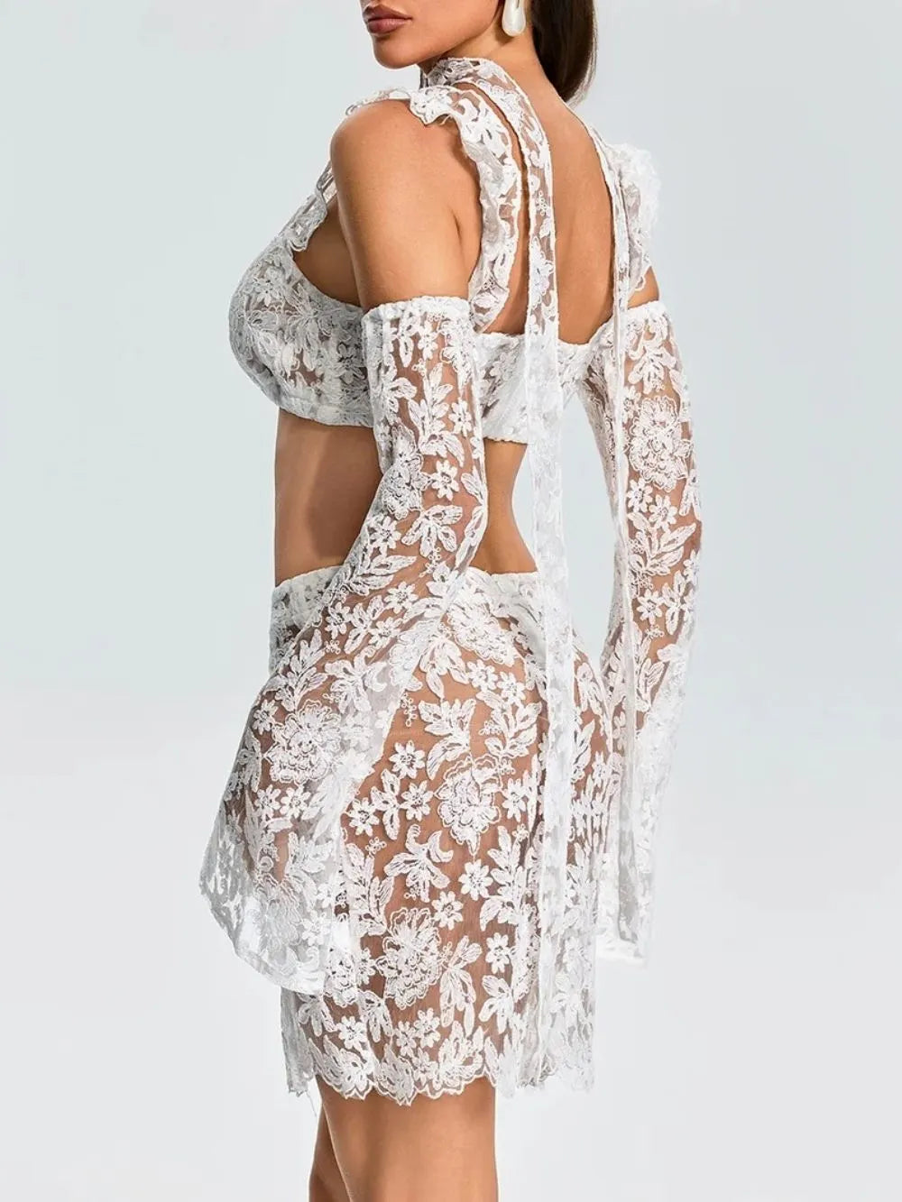Ezria Scarf Lace Skirt Set Flowering Girl