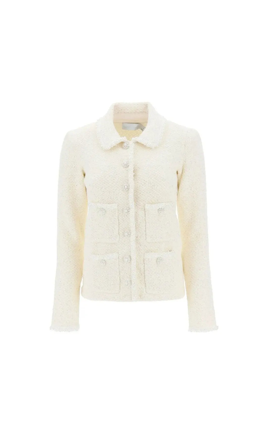 CREAM SEQUIN KNIT PEARL CARDIGAN Flowering Girl