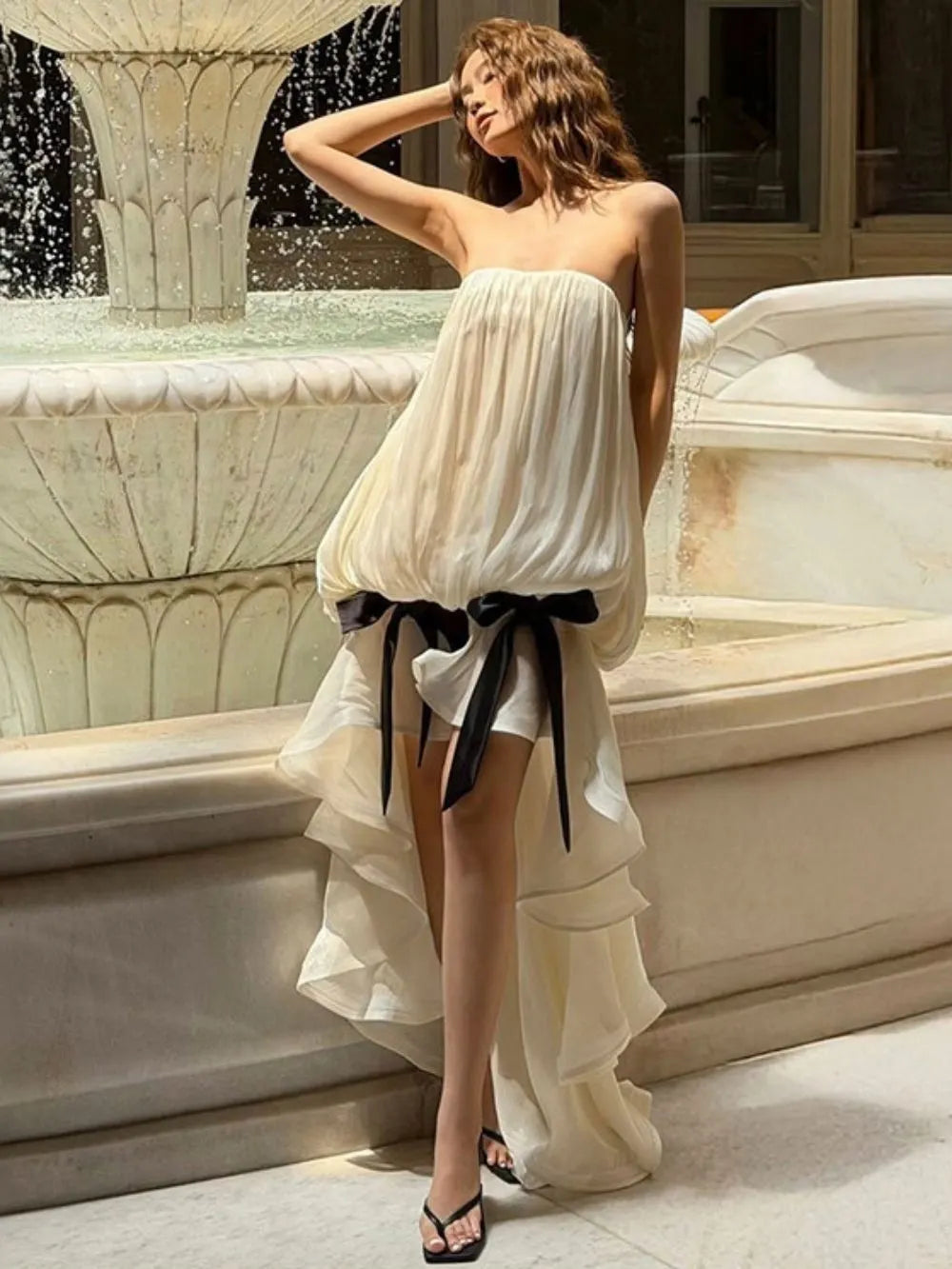 Uldric Strapless Ruched Dress Flowering Girl