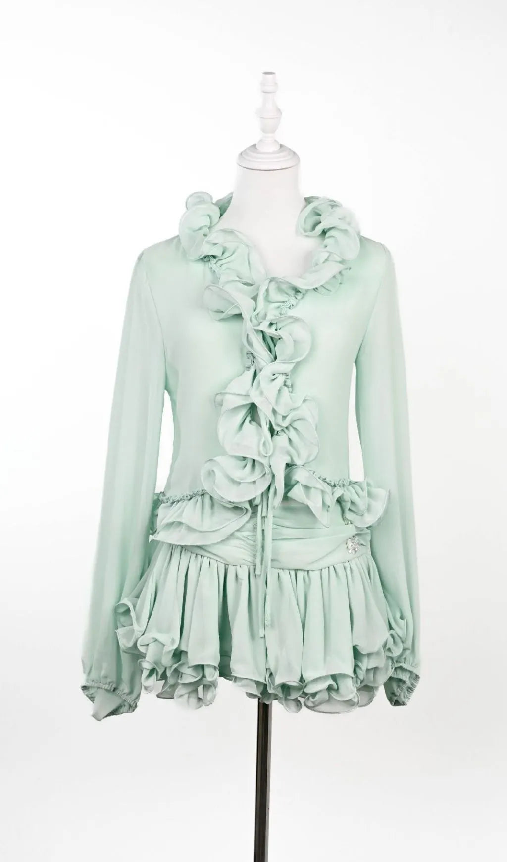 Evarn Long Sleeve Ruffle Skirt Set Flowering Girl