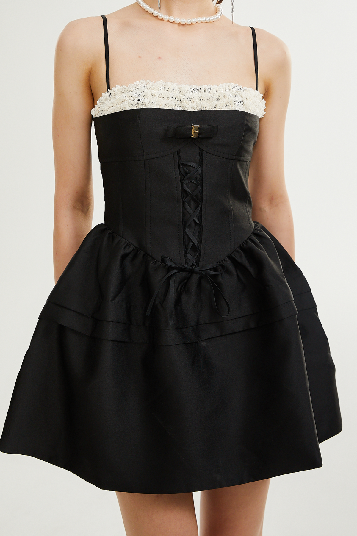 Eliza Lace-Trim Flared Mini Dress Flowering Girl