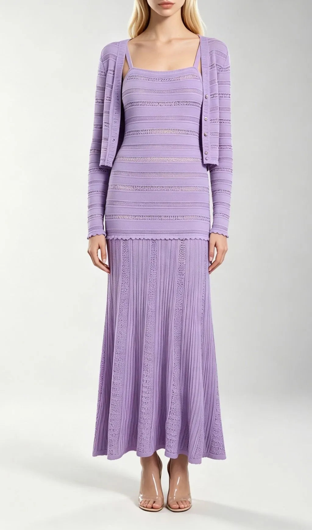 Kinsey Purple Knit Cardigan & Dress Set Flowering Girl