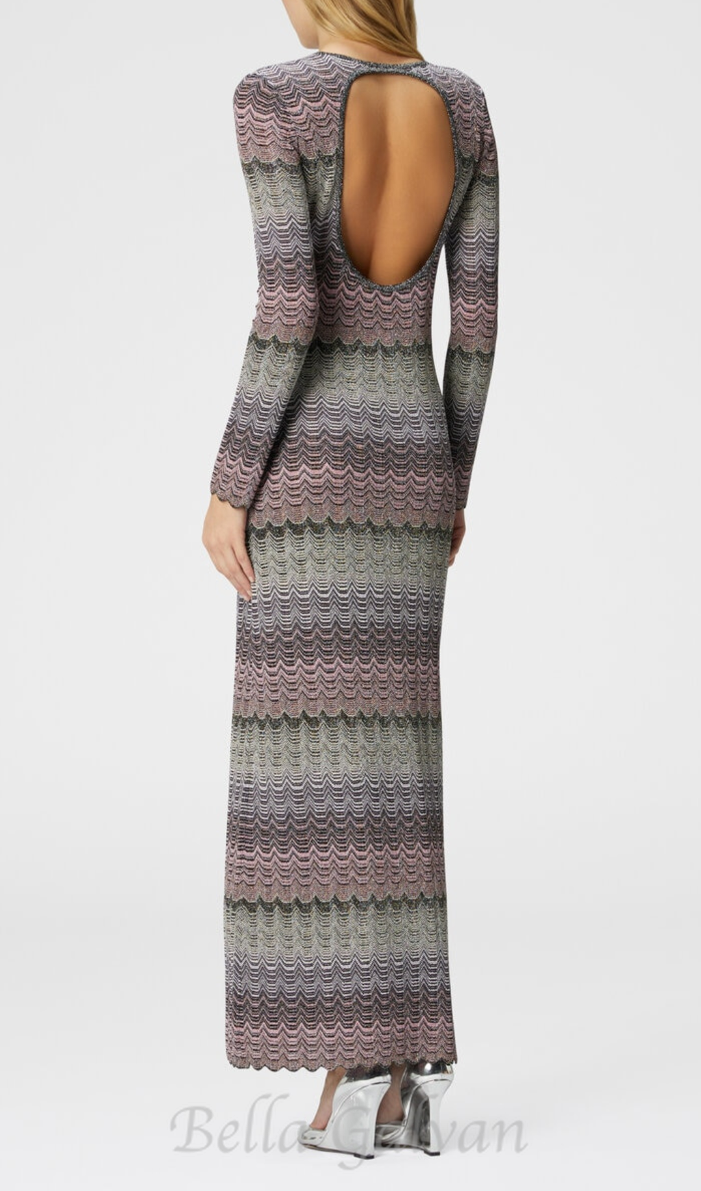 multicolor maxi dress with lamé greek motif Flowering Girl