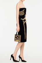 Yuri Skeleton Tassel Embellished Bustier Mini Dress In Black Flowering Girl