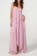 Lace Irregular Maxi Dress In Purple Flowering Girl