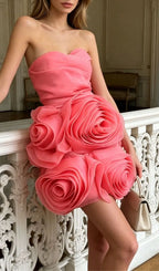 Kendyl Strapless Flower Mini Dress Flowering Girl
