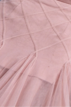 Floral Dentelle Off-Shoulder Bustier Corset Net Skirt Set In Pink Flowering Girl