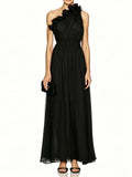 Marielle Black One-Shoulder Maxi Dress Flowering Girl
