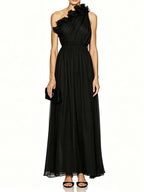 Marielle Black One-Shoulder Maxi Dress Flowering Girl