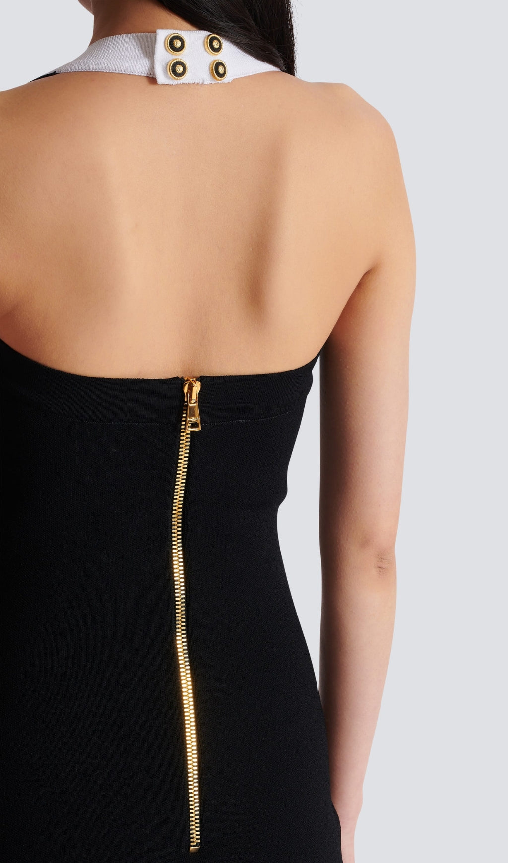 Clotho Black Halter Button Mini Bandage Dress Flowering Girl