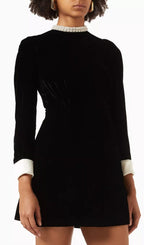 SERENA BEADED COLLAR VELVET DRESS Flowering Girl