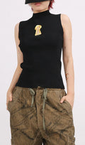 Gia Sleeveless Metallic Decor Top Flowering Girl