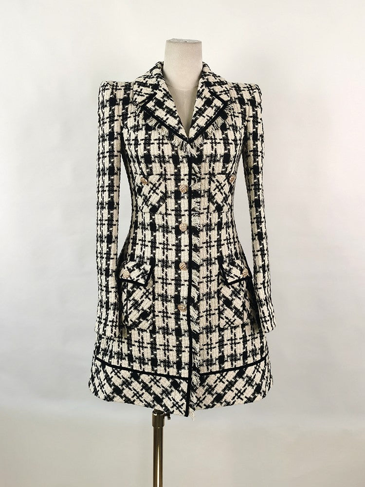 Ophelia Houndstooth Tweed Mini Dress Flowering Girl
