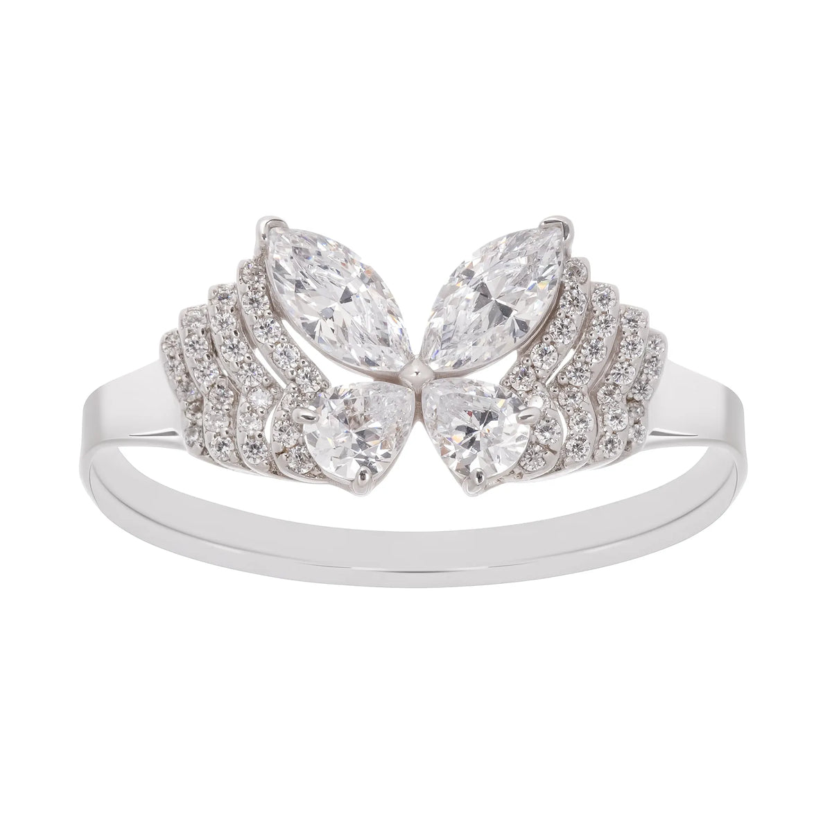 Zélie Sterling Silver Butterfly Shaped Gemstone Ring Flowering Girl