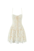 Lace Hollow Sleeveless Mini Dress In Yellow Flowering Girl