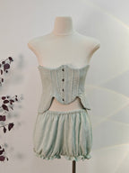 Baha Ruch Ruffle Fringe Mini Dress In Mint Green Flowering Girl