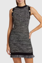 Cailean Fringe Tweed Sleeveless Mini Dress Flowering Girl