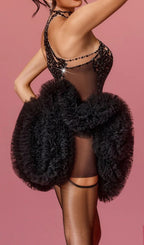 Lunexra High Neck Rhinestone Tulle Mini Dress Flowering Girl