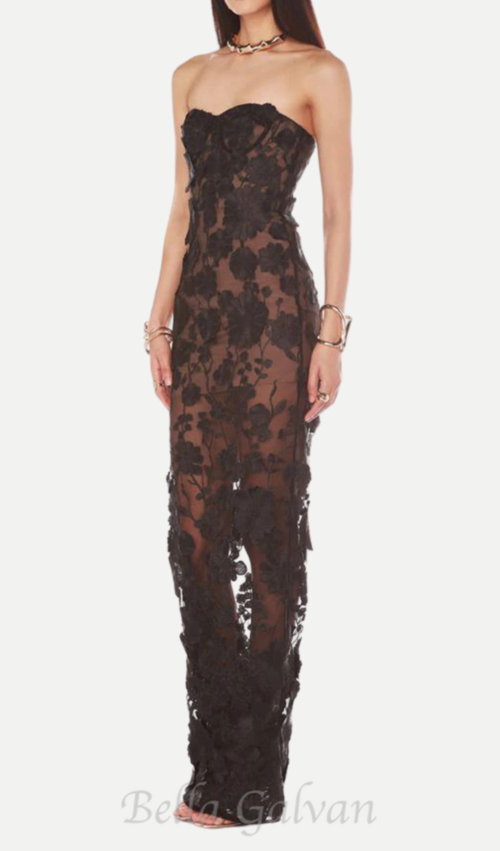 jasmine strapless black maxi dress Flowering Girl
