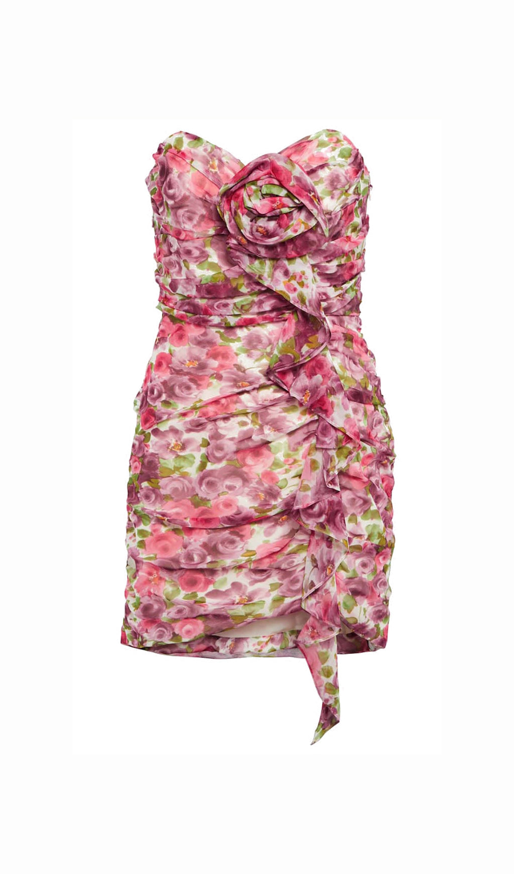 Floral Applique Ruffled Mini Dress Flowering Girl