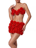 Ralden Strapless Flower Skirt Set Flowering Girl