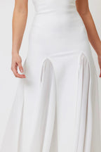 pleated trim strapless maxi dress in white Flowering Girl