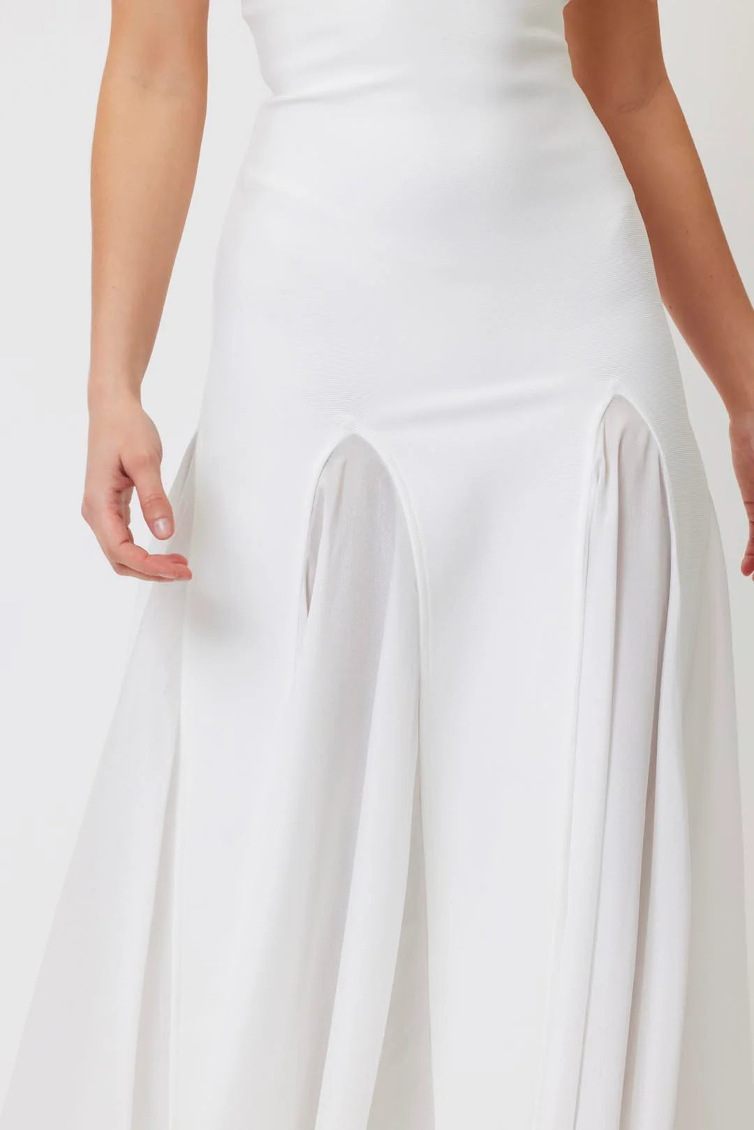 pleated trim strapless maxi dress in white Flowering Girl