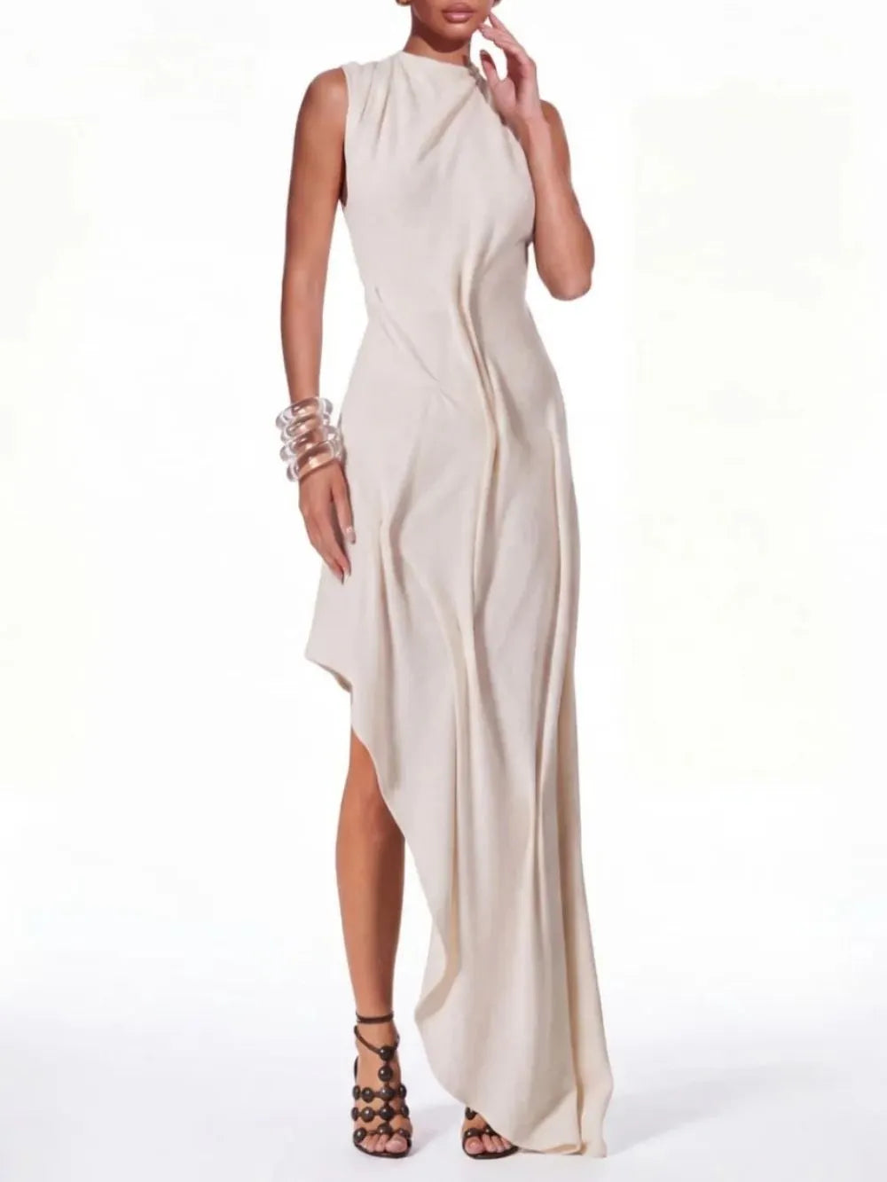Raviel Sleeveless Asymmetric Knit Dress Flowering Girl