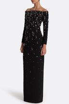 Pamaria Diamante Embroidery Off Shoulder Maxi Dress Flowering Girl