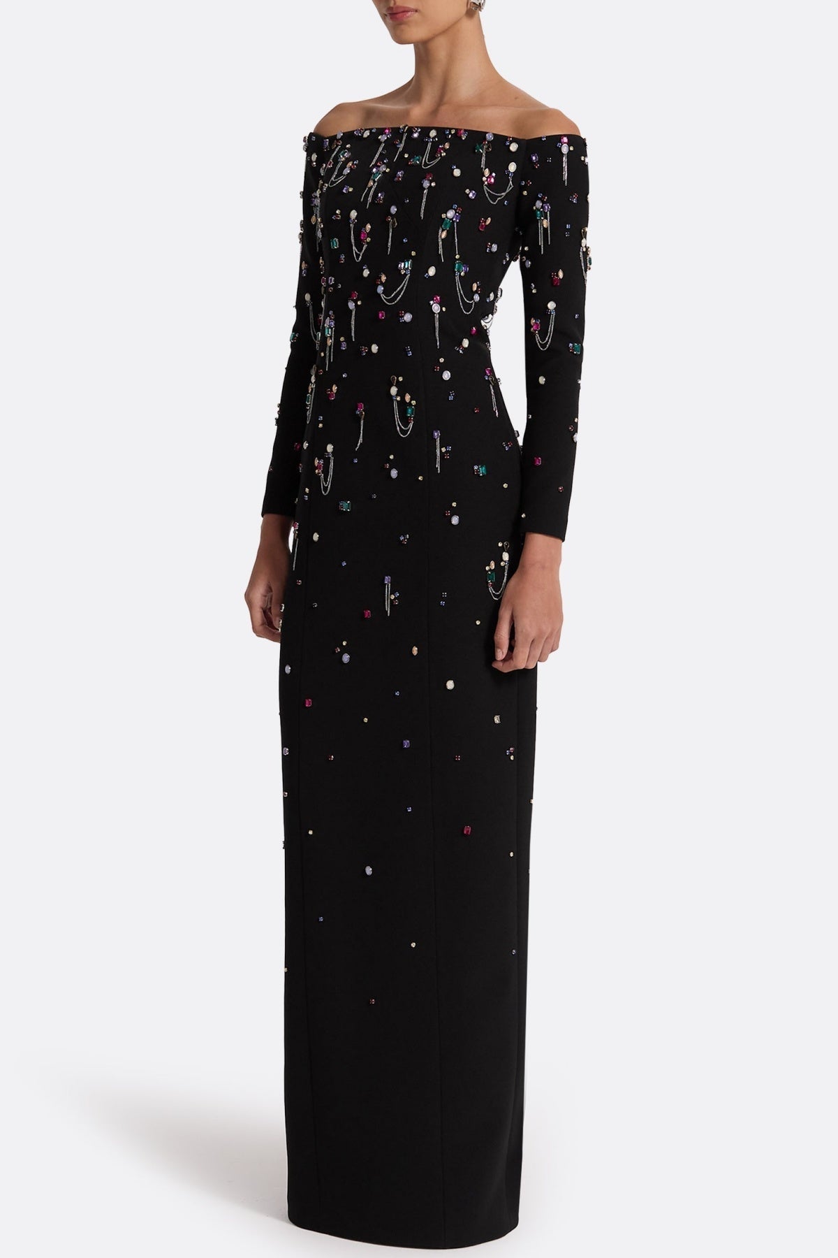 Pamaria Diamante Embroidery Off Shoulder Maxi Dress Flowering Girl