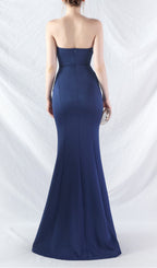 Chrina Navy Strapless Ruched Maxi Dress Flowering Girl