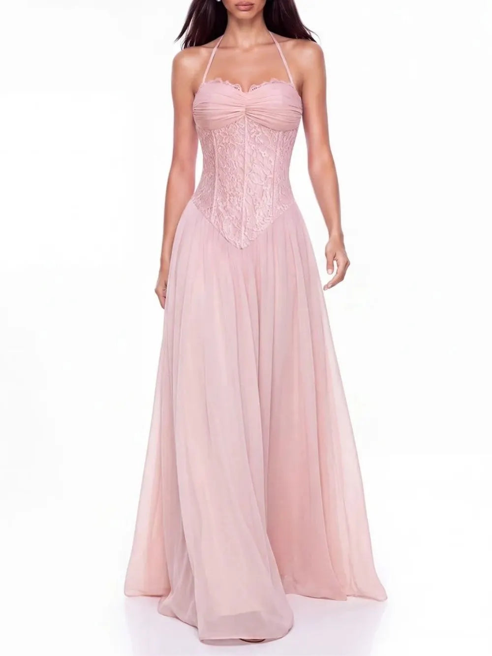 Neskor Halterneck Lace Maxi Dress Flowering Girl