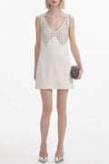 Briony Crystal Embellished Satin Mini Dress - White Flowering Girl