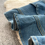Medium Blue Denim Denim Sheath Dress Flowering Girl