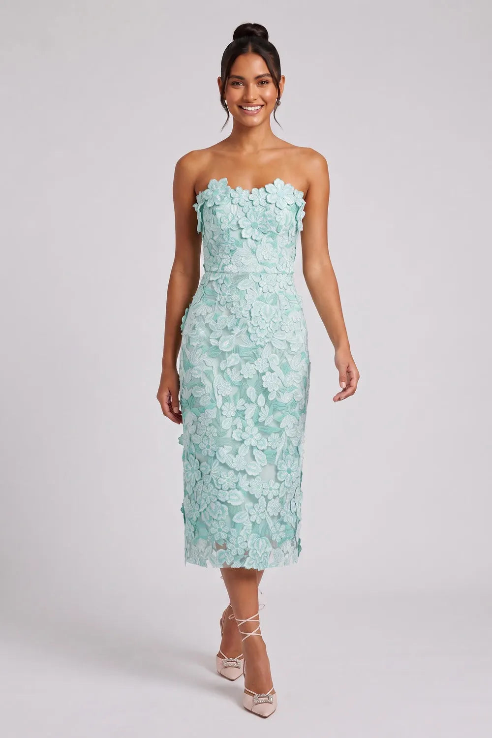 Mint Green Lace Column Dress Flowering Girl