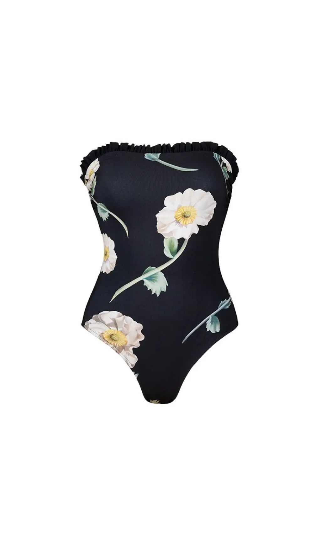 Kristjana Black Flower One-Piece Swimsuit & Sarong Flowering Girl