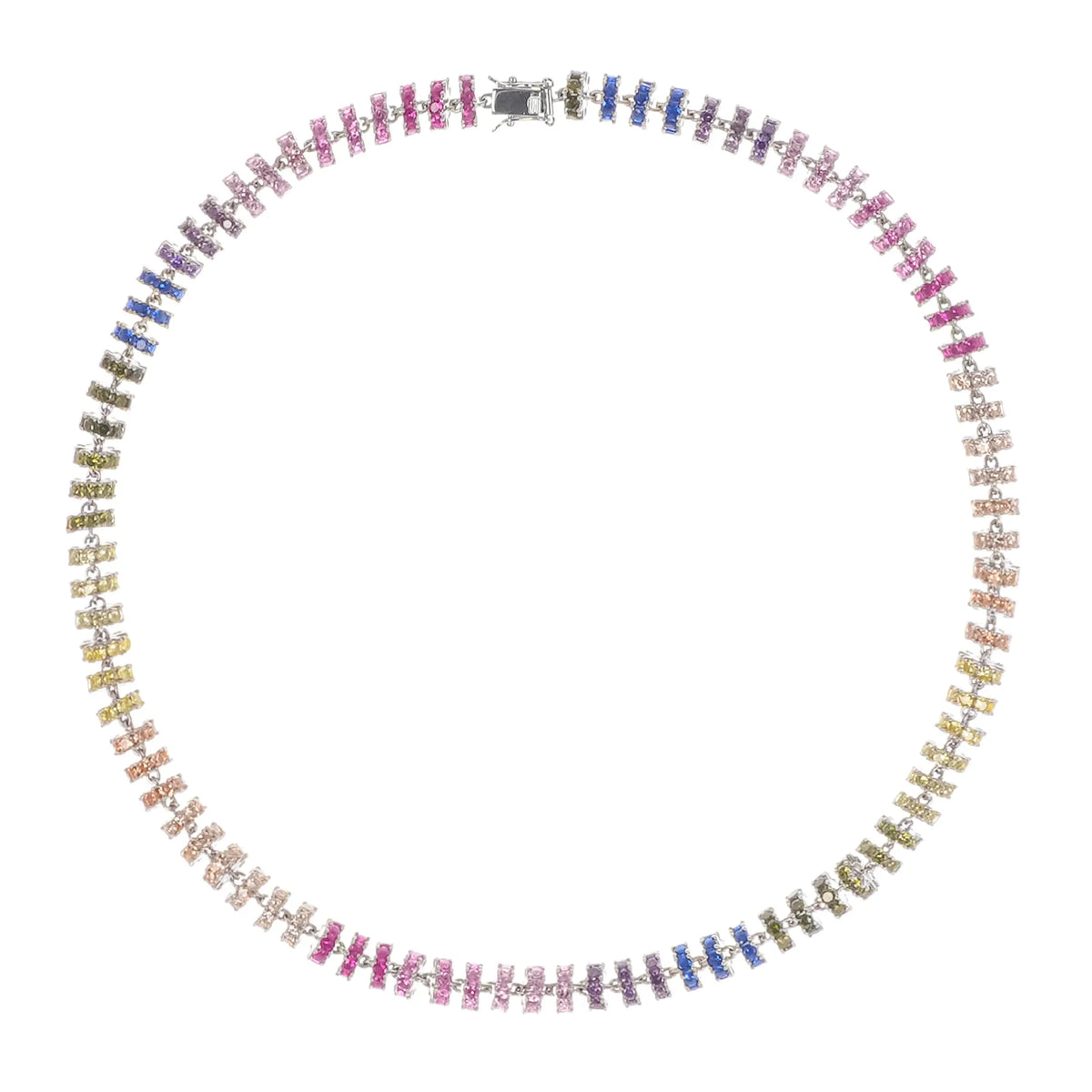 Sandrine Multicolor Crystal Embellished Sterling Silver Necklace Flowering Girl