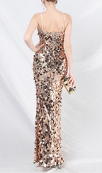 Chole Champagne Strappy Sequin Maxi Dress Flowering Girl