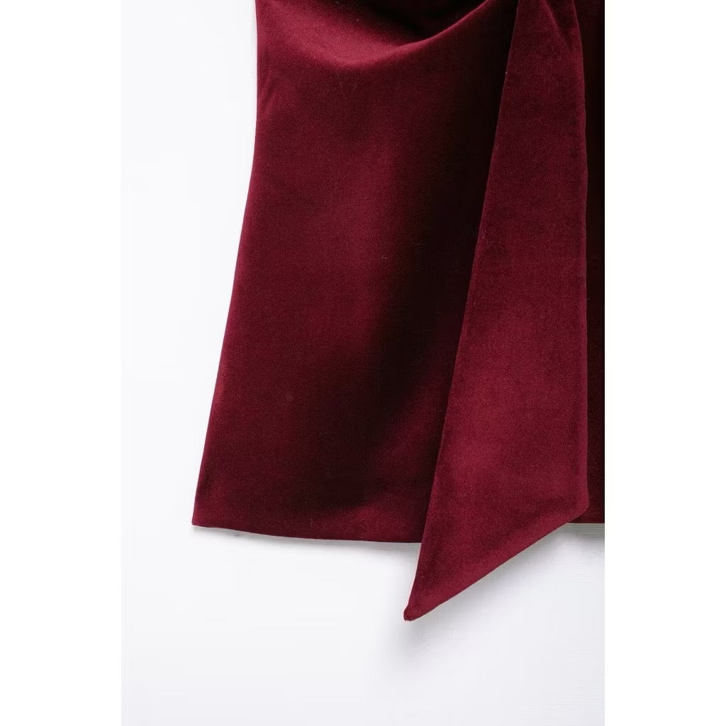 Milan Velvet Top In Wine Red Flowering Girl