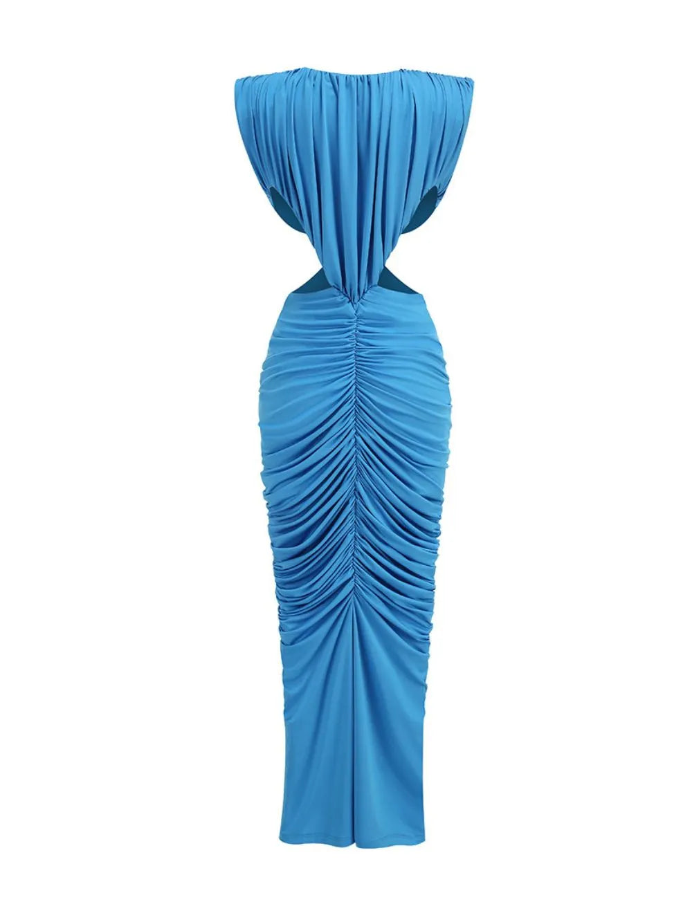 Mali Blue Ruched Cutout Maxi Dress Flowering Girl