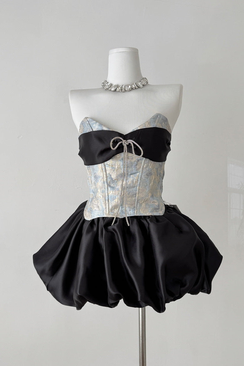 Bethari Strapless Corset Puffy Mini Dress Flowering Girl