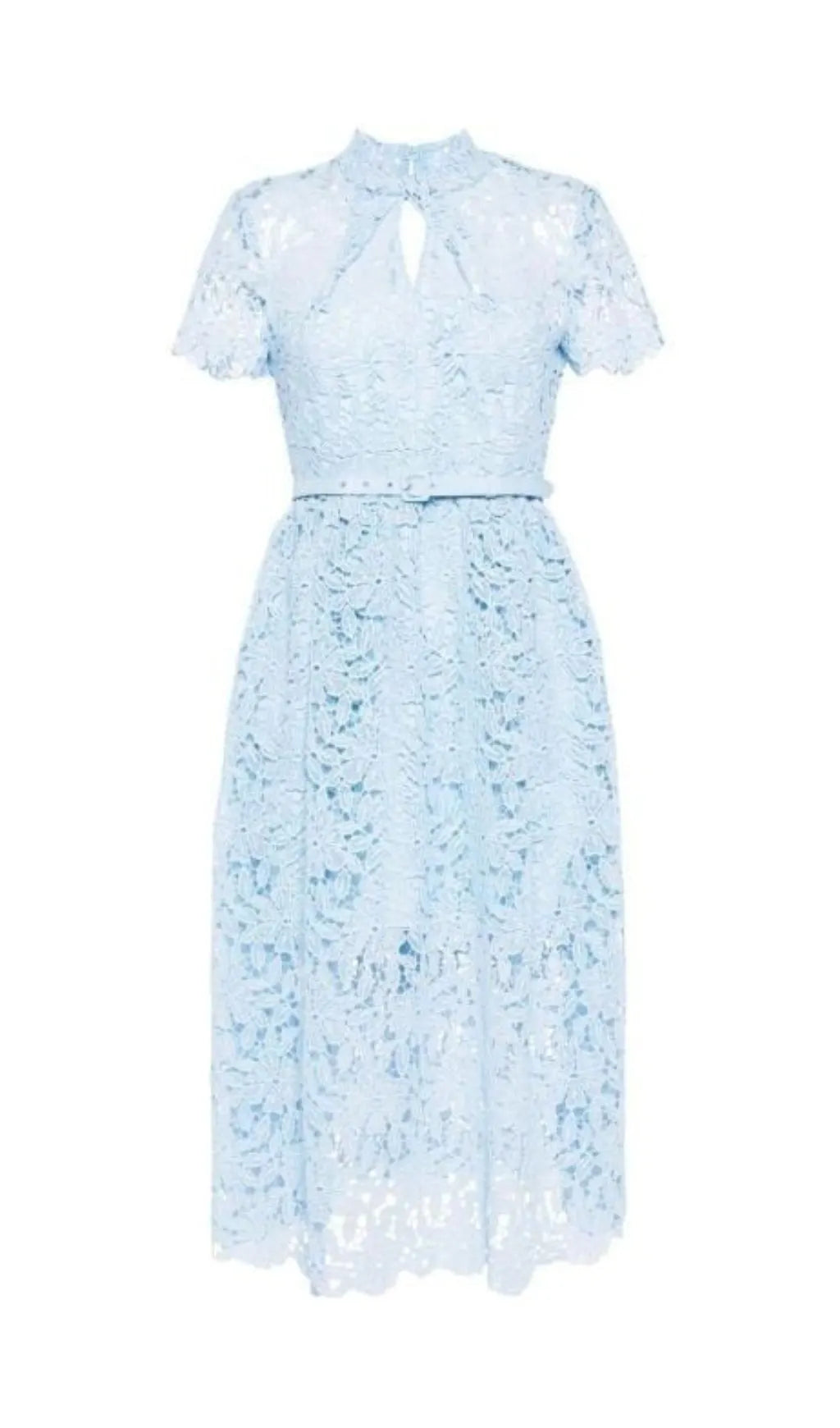 BLUE GUIPURE LACE A LINE MIDI DRESS Flowering Girl
