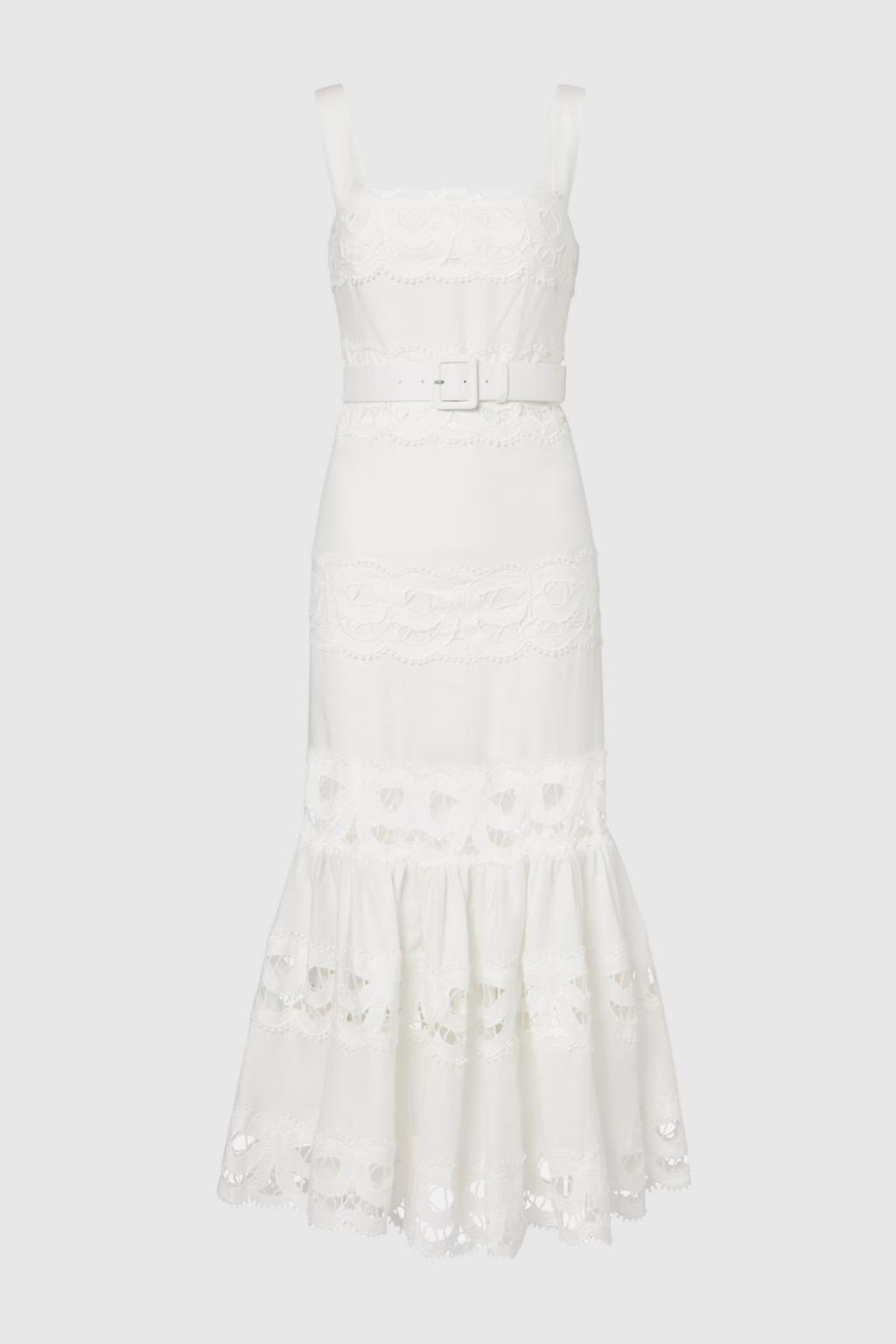 Keane Lace Insert Belted Midi Dress Flowering Girl