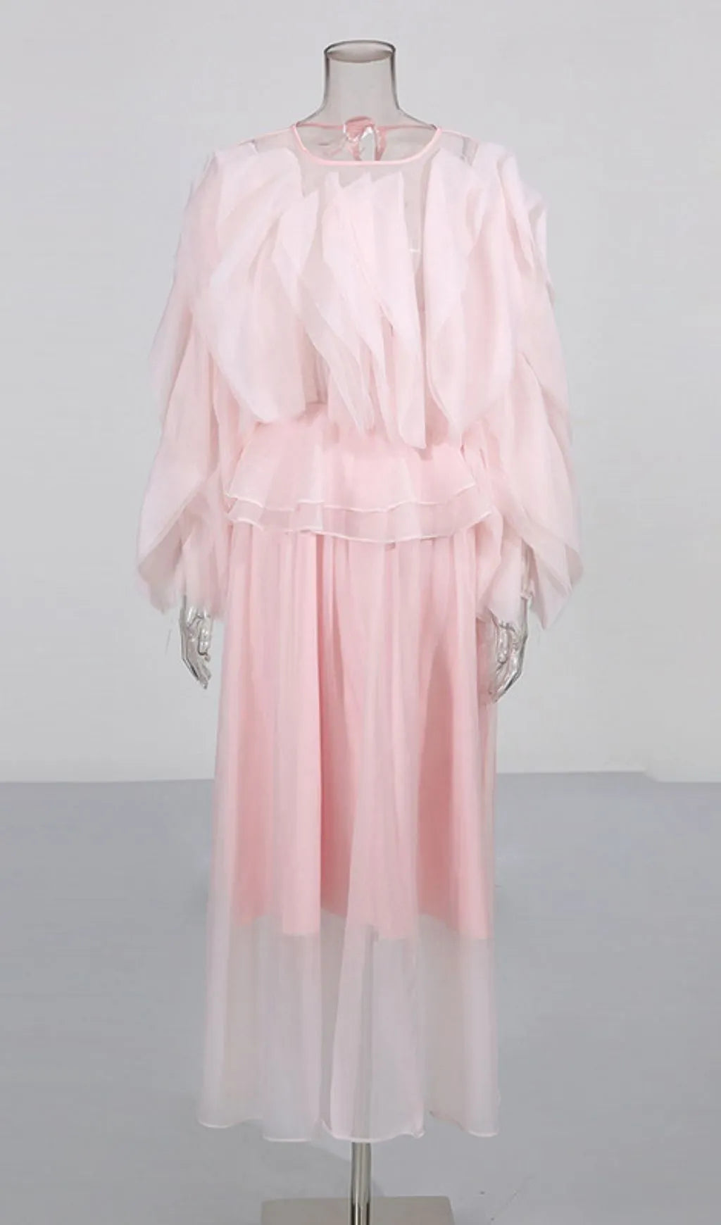 Lesley Pink Ruffle Maxi Dress Flowering Girl