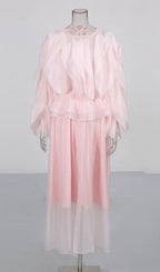 Lesley Pink Ruffle Maxi Dress Flowering Girl